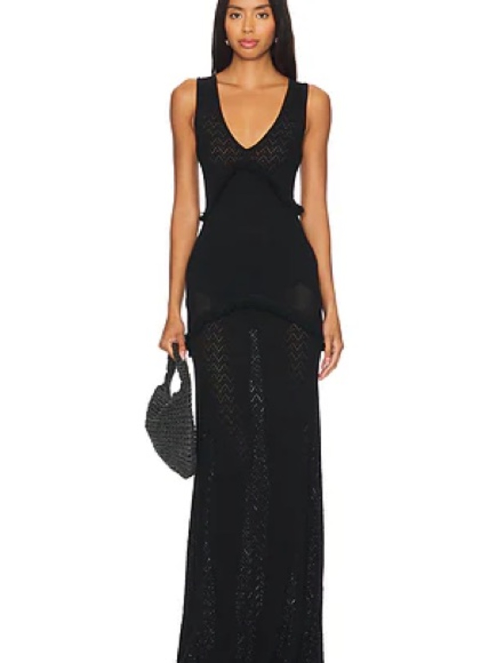 House of Harlow 1960 Black Sleeveless V-Neck Maxi Dress